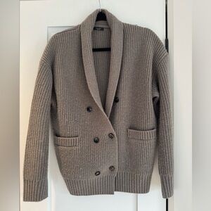 Massimo Dutti women’s Double-Breasted Shawl Collar Cardigan - Taupe